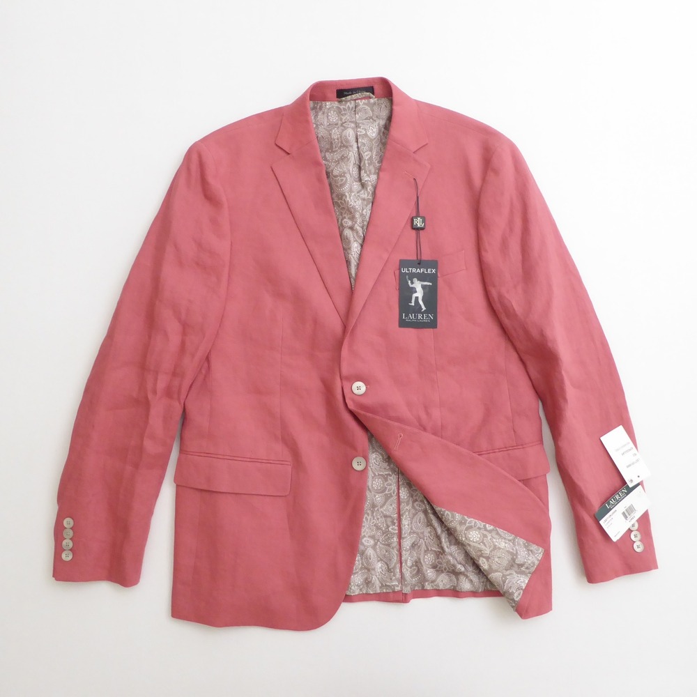 Lauren Ralph Lauren Mens Lassiter Blazer Salmon Pink Ultraflex Linen 42R
